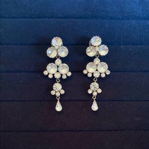 LOFT Silver Chandelier Earrings with Crystal Accents